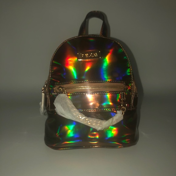 ? bebe “Gina” Metallic Gold Hologram Backpack main image 11